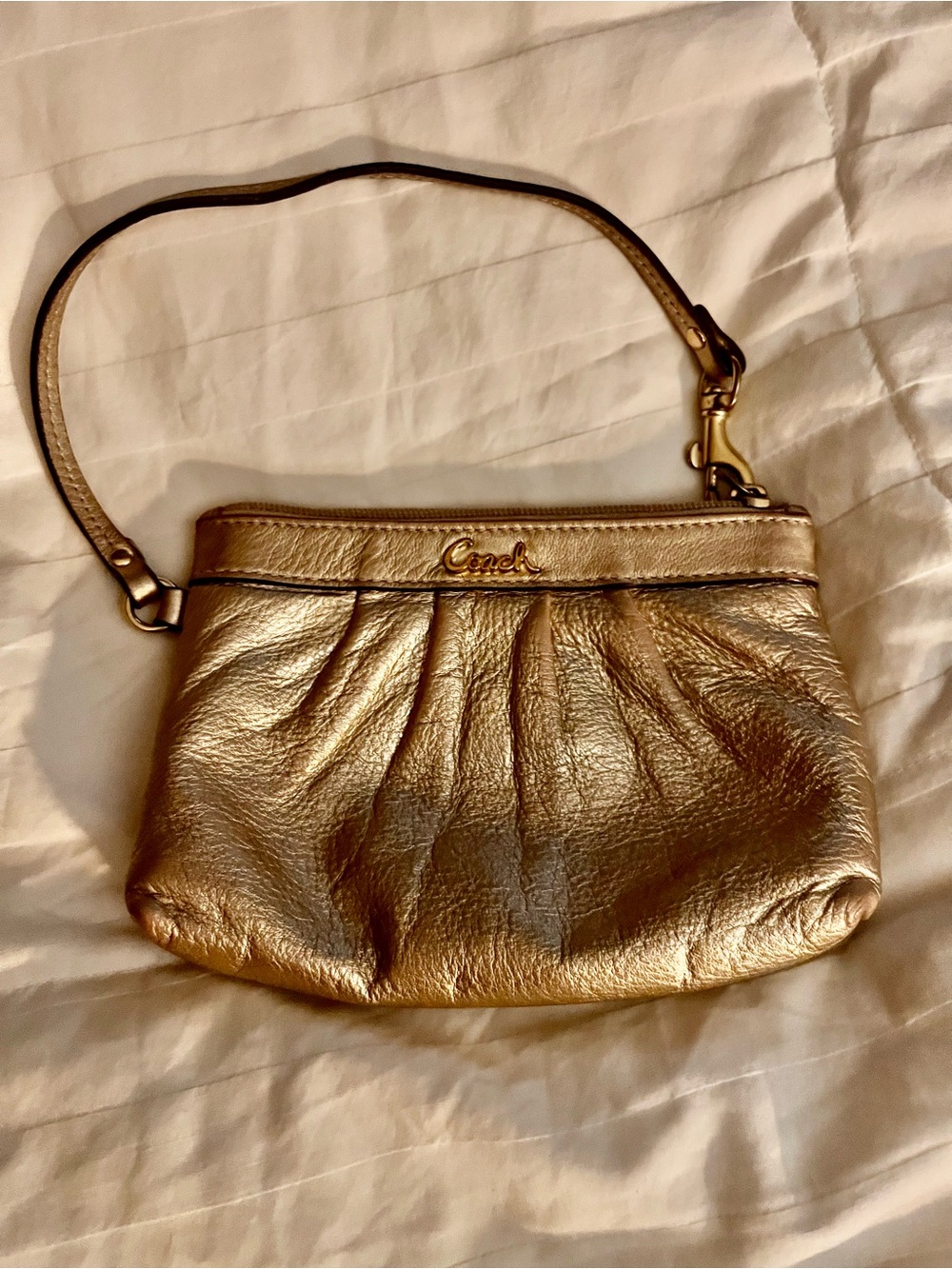 Coach Metallic Gold Leather Wristlet